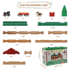Wondertoys 208-pcs wooden log set doors create accessible cabin entrances