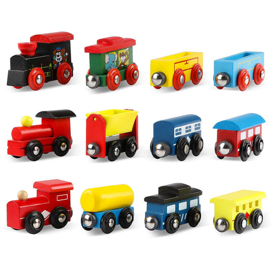Wondertoys magnetic train cars connect securely for longer, more creative train chains