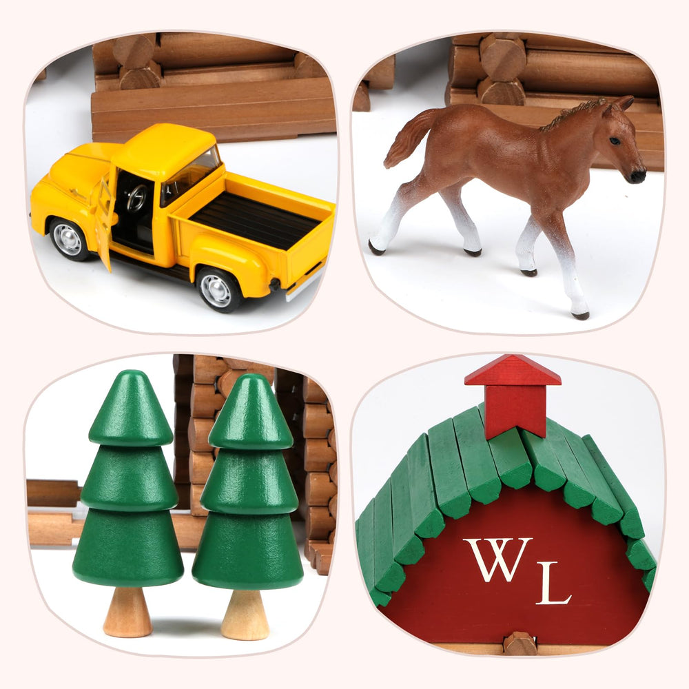 Wondertoys pickup truck with trees and horse figures enhances storytelling during playtime