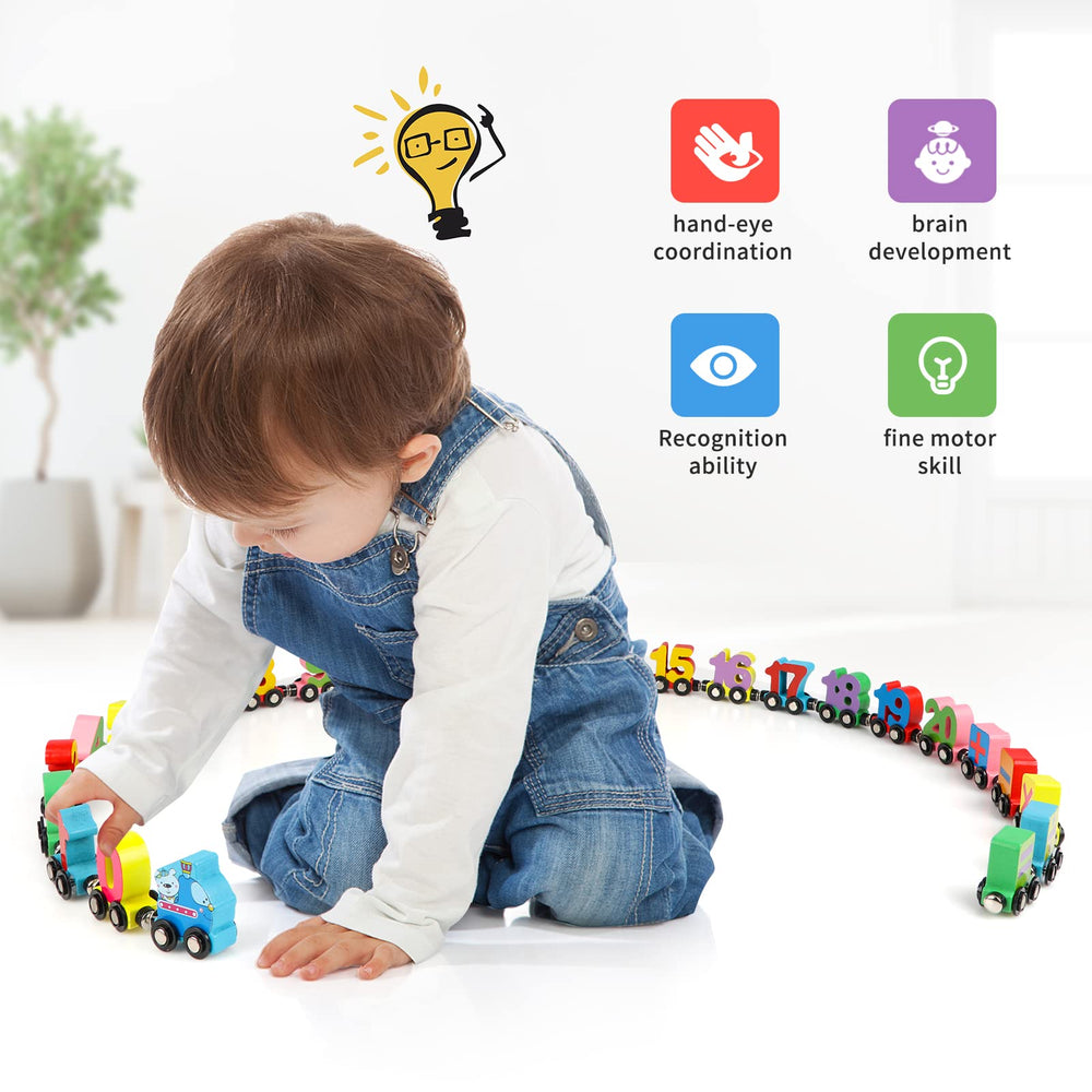 Wondertoys wooden number tiles with 21 pieces boost early math recognition during play