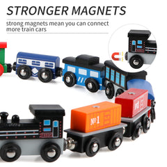 Wondertoys compatible track design works with Thomas and other wooden sets.