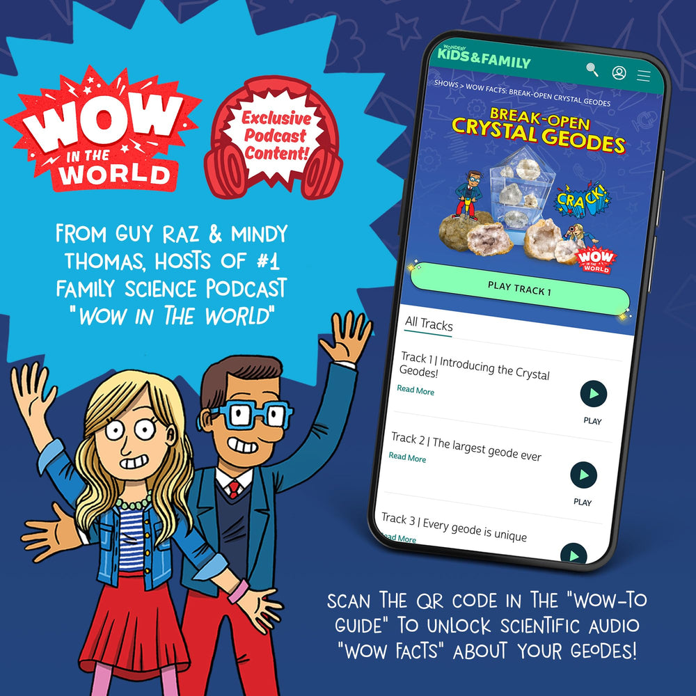 Wondery Kids Wow in the World audio content accessed via QR code.