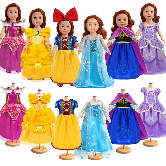WONDOLL 18-inch princess dresses in vibrant colors for imaginative play