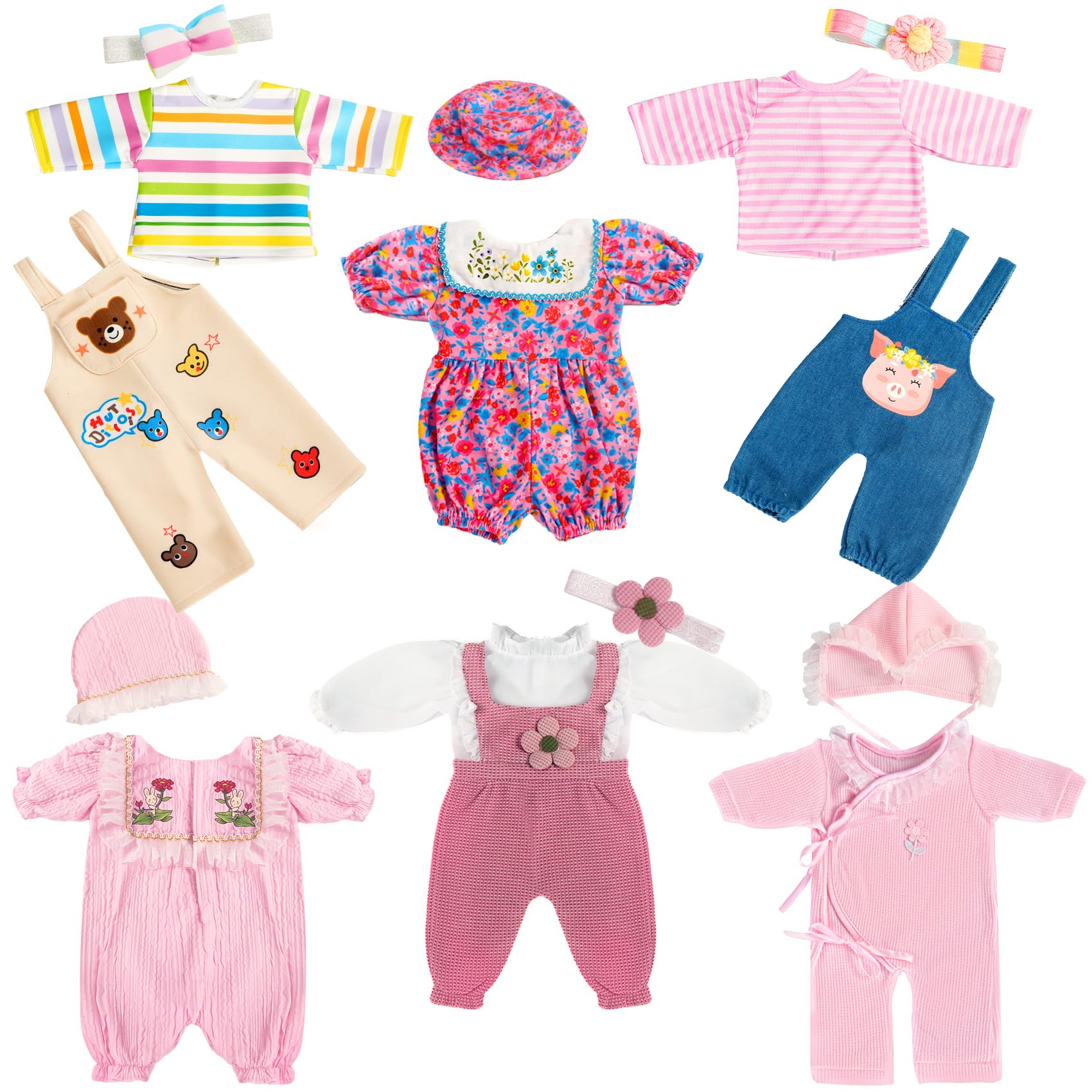 WONDOLL outfits with cap and hairbands for stylish pretend play.