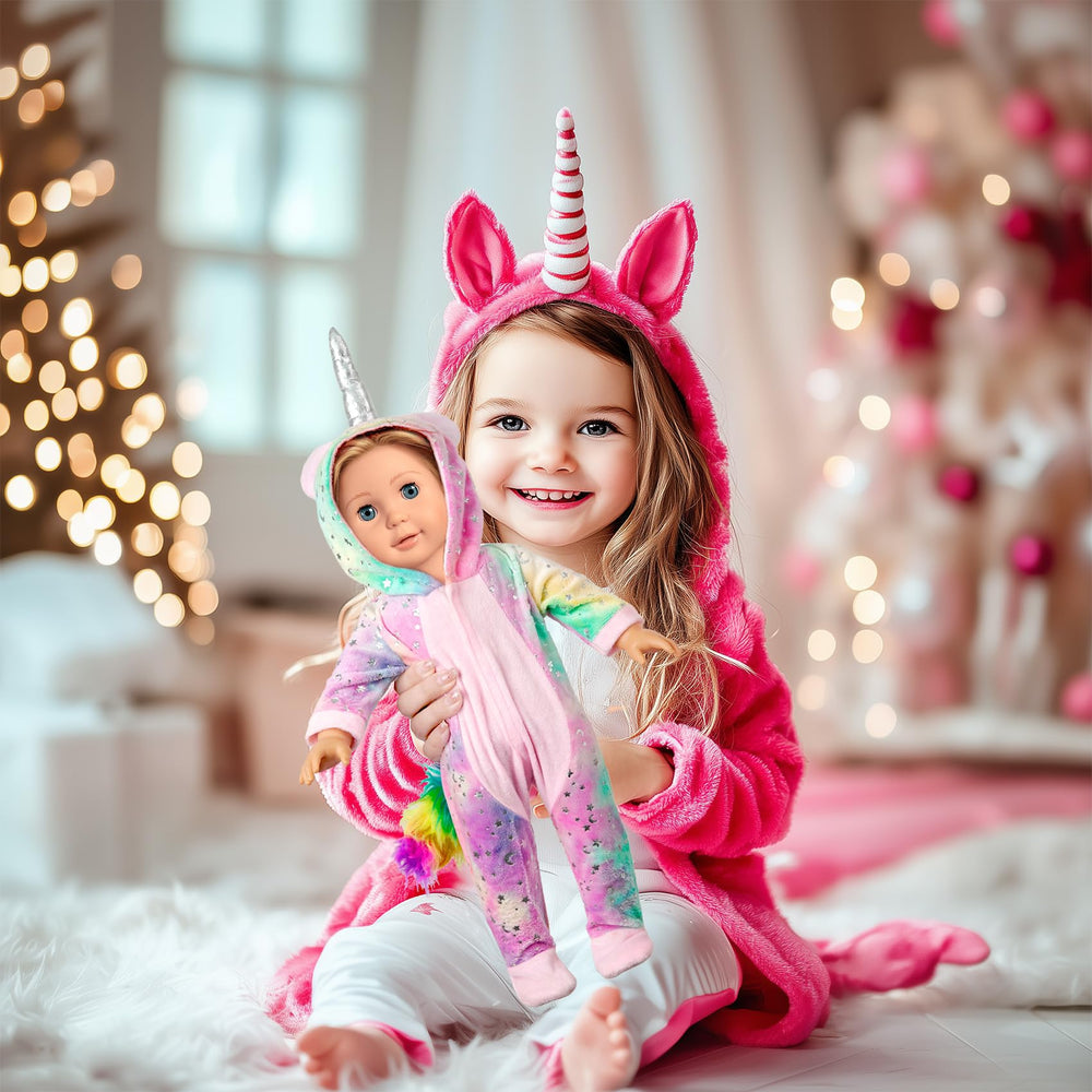 WONDOLL child-friendly dress-up play with unicorn set for dolls.