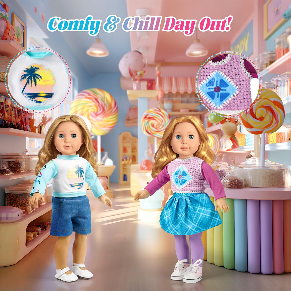 WONDOLL denim pockets overalls with realistic pockets for pretend play.