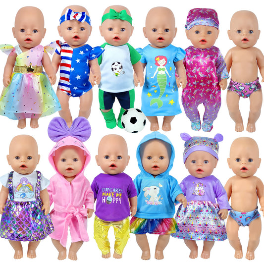 WONDOLL 14-16 inch doll clothes set showing multiple outfits for creative play