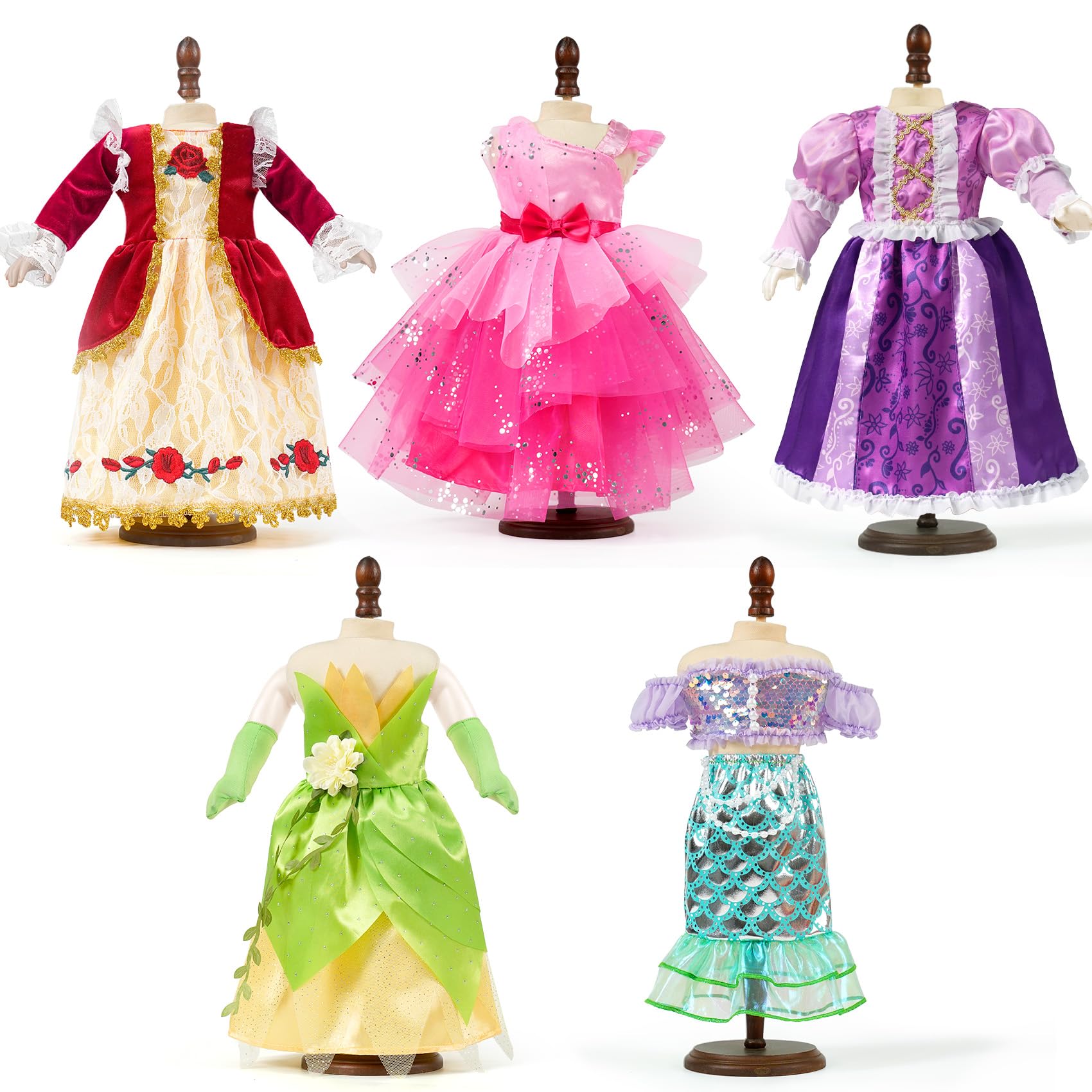 WONDOLL Tiana-inspired princess dress for storytelling playtime.