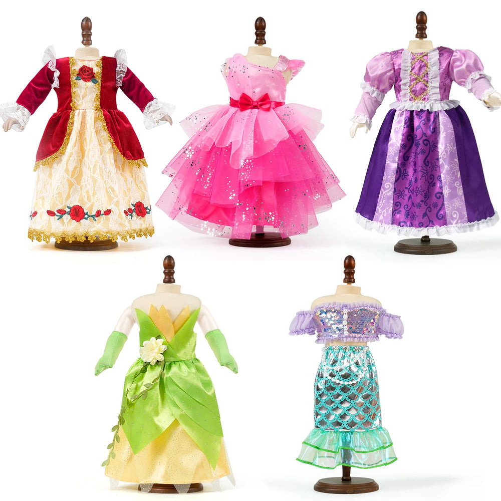 WONDOLL Tiana-inspired princess dress for storytelling playtime.
