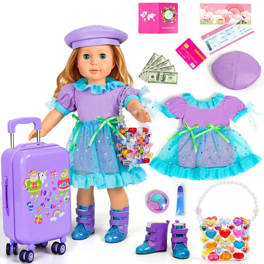 WONDOLL travel suitcase with rotating wheels ready for imaginative adventures