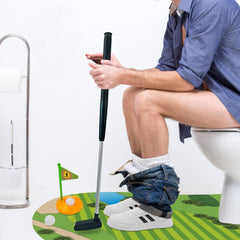 Wondrus Toilet Golf cup with flag creates a realistic hole setup.