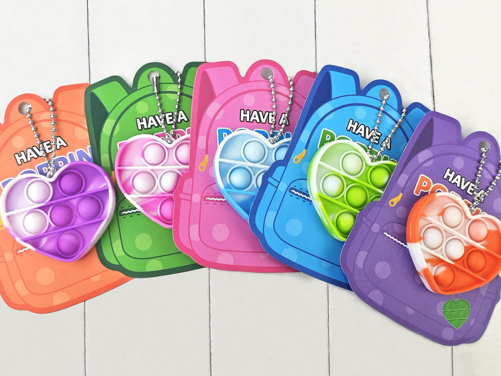 Wondrus valentines pop keychain classroom gift and stress-relief toy.