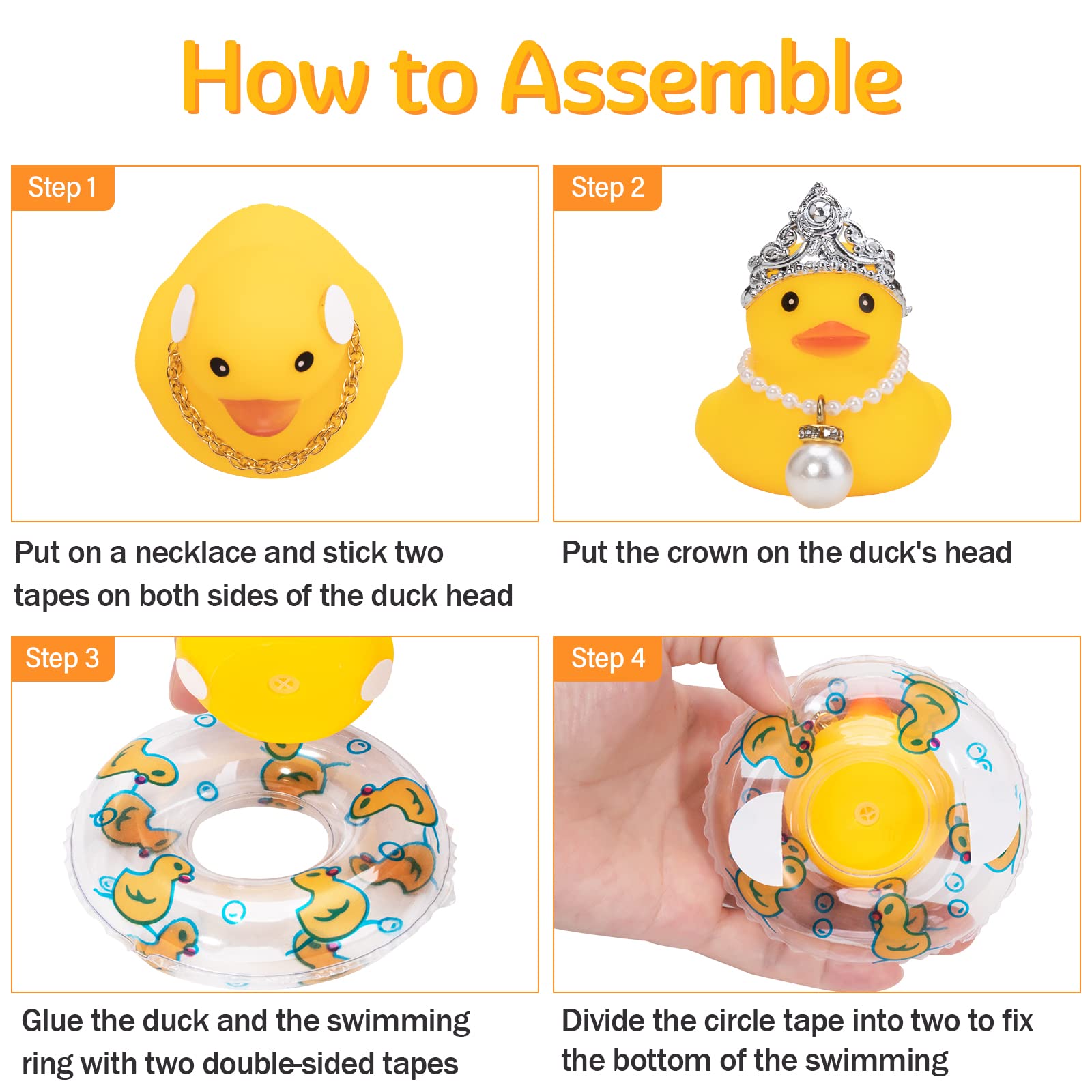 Wonuu car duck assembly steps with crown and necklace for personalized decoration