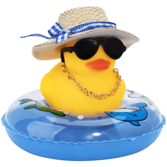 wonuu car duck yellow hat sunglasses: playful dashboard companion for style and laughter