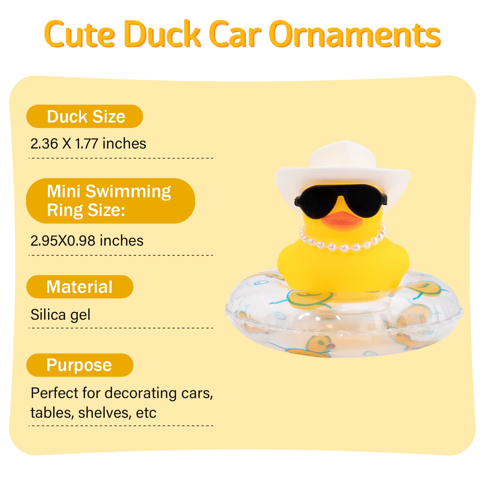 Wonuu car rubber duck on a compact dashboard fits without clutter.