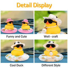 wonuu duck wearing gold necklace adds whimsical style to car interior