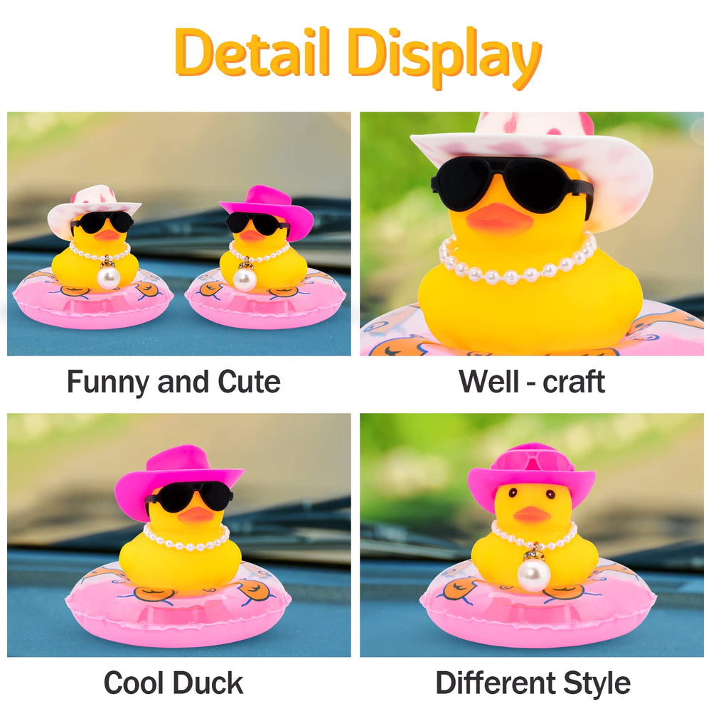 wonuu car duck with gold necklace enhances desk or shelf charm