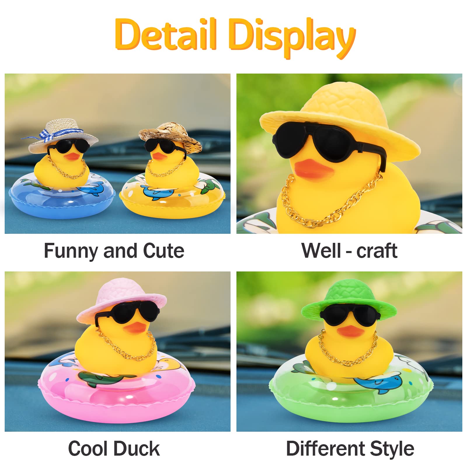 wonuu yellow duck wearing mini hat for simple DIY car decor