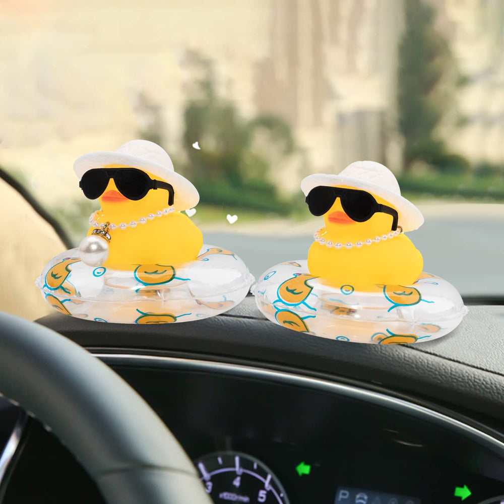 Wonuu yellow duck with swim ring creates eye-catching dashboard flair