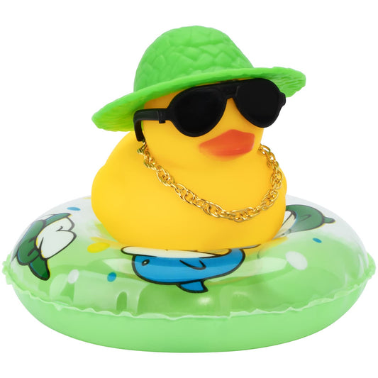 wonuu car rubber duck with hat and sunglasses on dashboard for cute decor