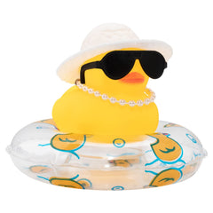 Wonuu car rubber duck with mini hat on dashboard for playful decoration