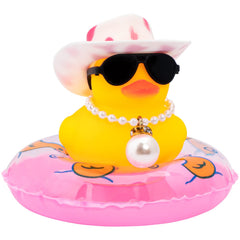 wonuu car rubber duck with yellow hat and sunglasses for playful dashboard decoration