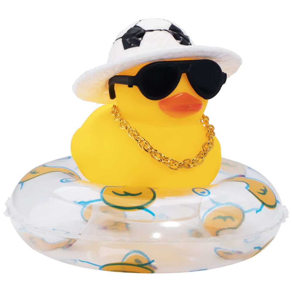 Wonuu car rubber duck with yellow hat on dash adds playful decor