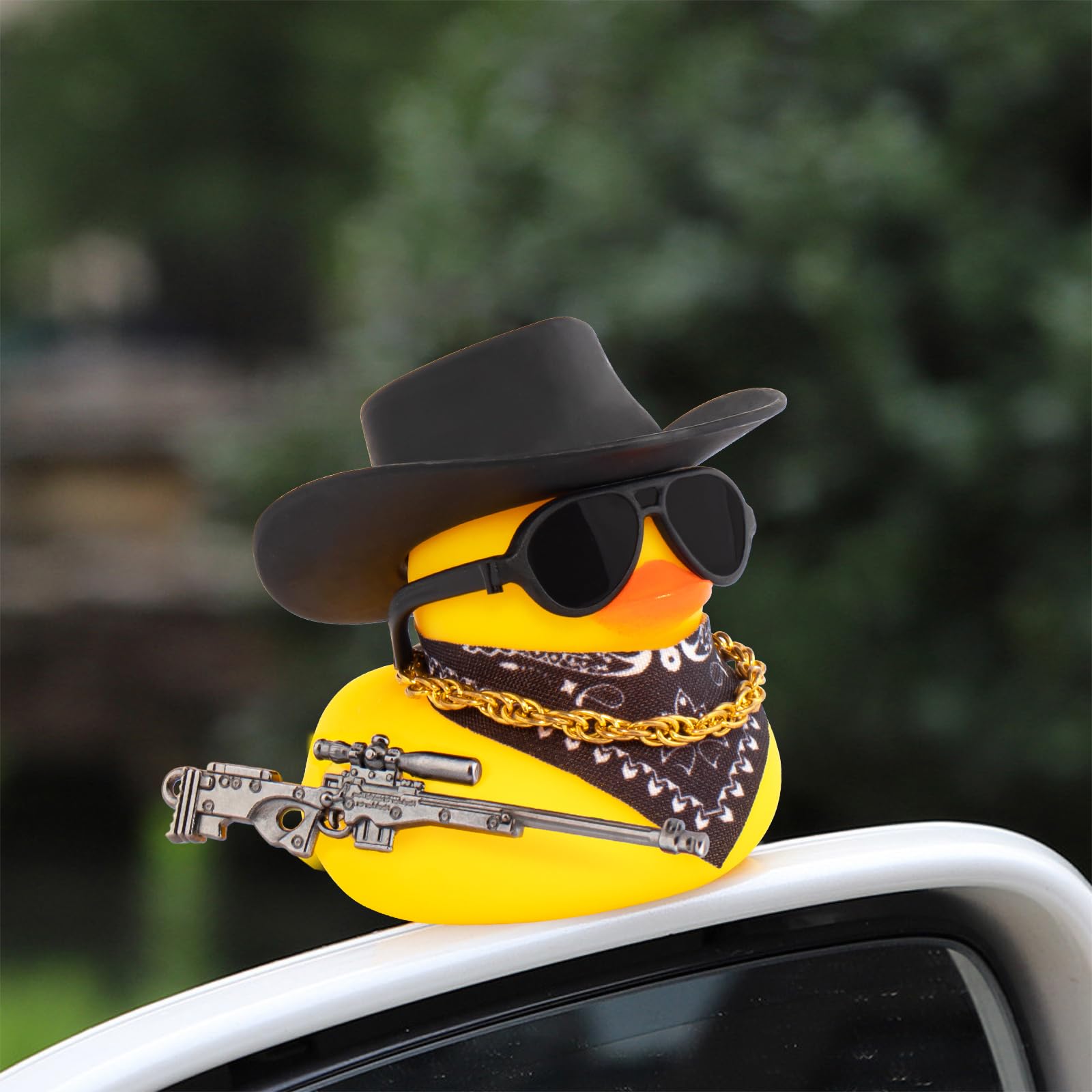 Wonuu duck decor with cowboy hat and sunglasses for playful interior accents