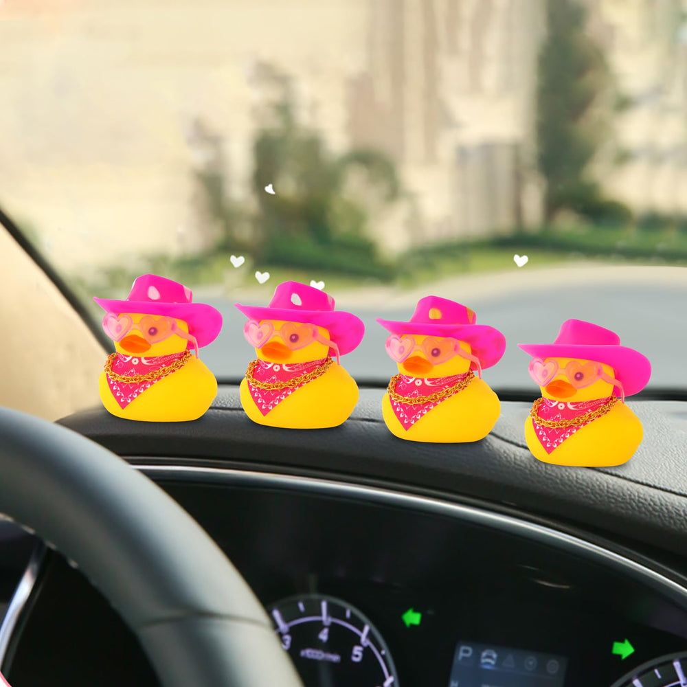 Wonuu yellow duck dashboard ornament with cowboy hat for cheerful vibes