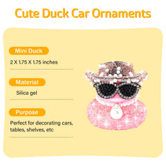 Wonuu pink diamond duck with pearl pendant enhances dashboard style.