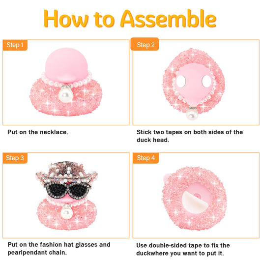 Wonuu Pink Diamond duck wearing sunglasses adds personality to your car.