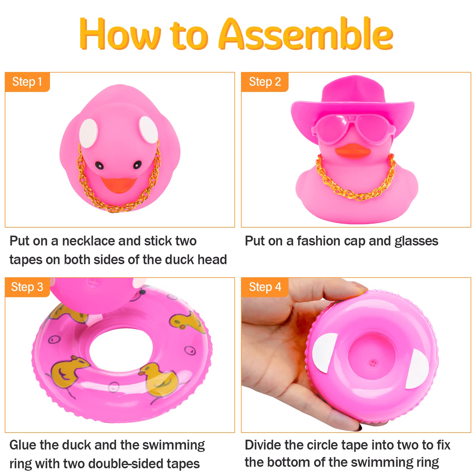 assembled wonuu pink duck with accessories for dashboard decoration