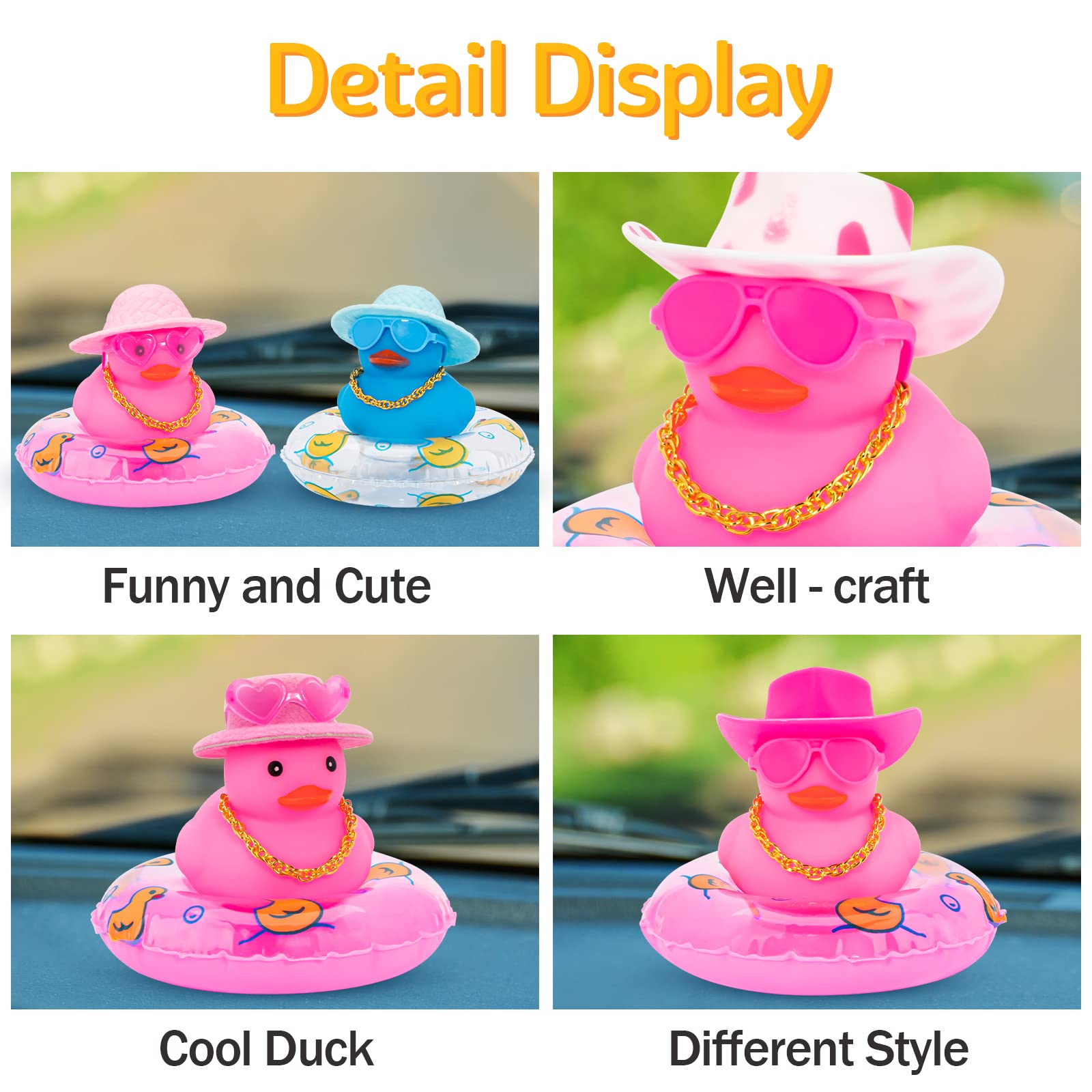 wonuu pink rubber duck squeaks when pressed for playful driving