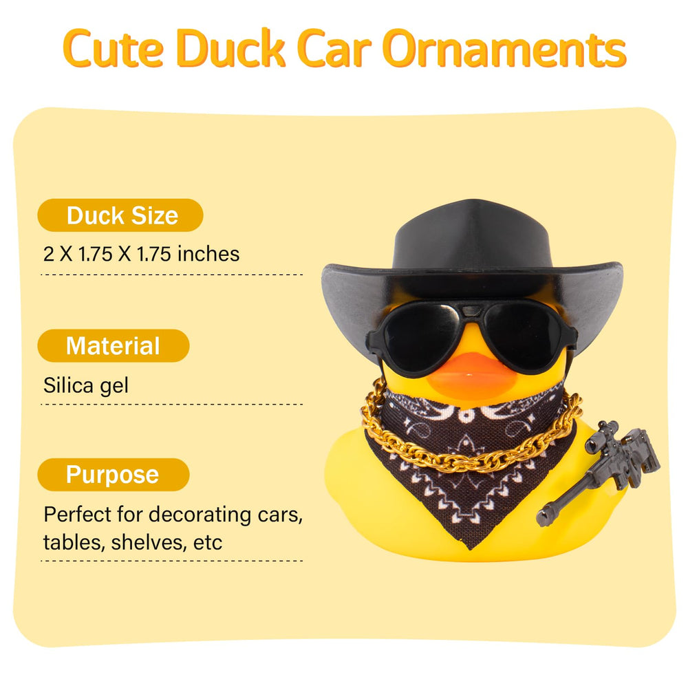 Wonuu rubber duck car accessory featuring a bandana for desk and dashboard use