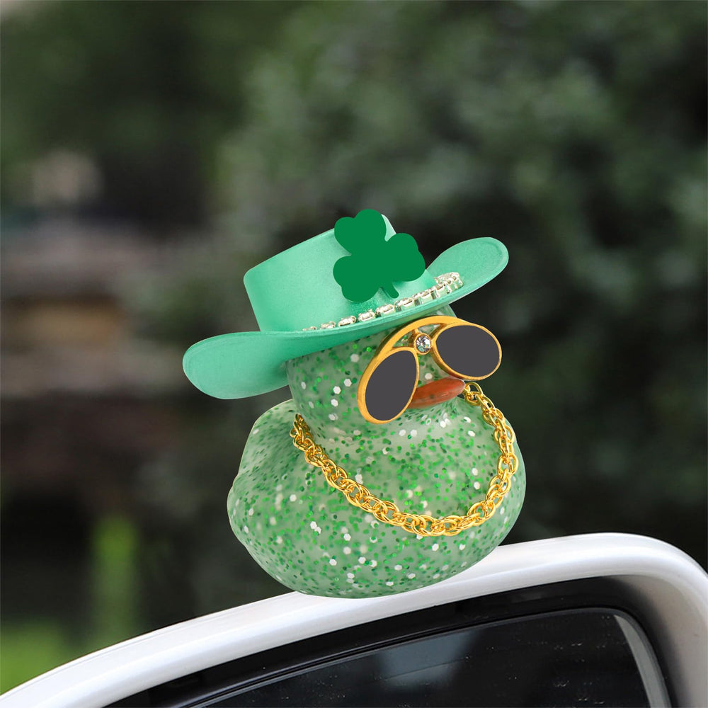 wonuu duck with gold chain brings festive flair to your vehicle interior