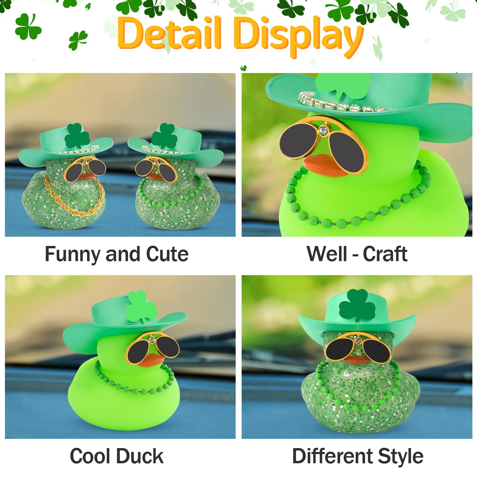 wonuu green glitter duck sparkles on the dash for a cheerful mood