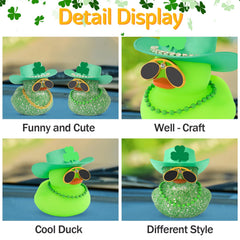 wonuu green glitter duck sparkles on the dash for a cheerful mood