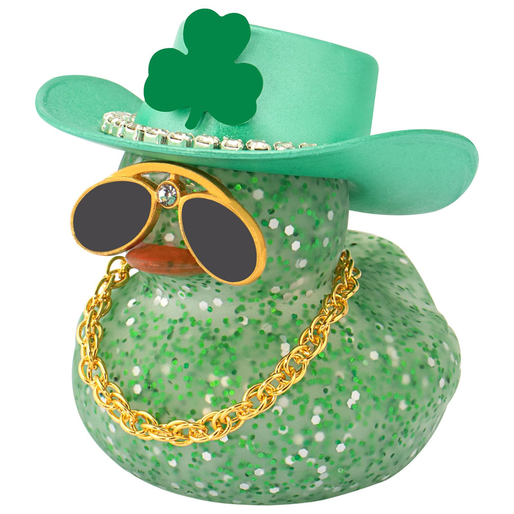 wonuu St. Patrick's Day green shamrock hat duck enhances the car dashboard