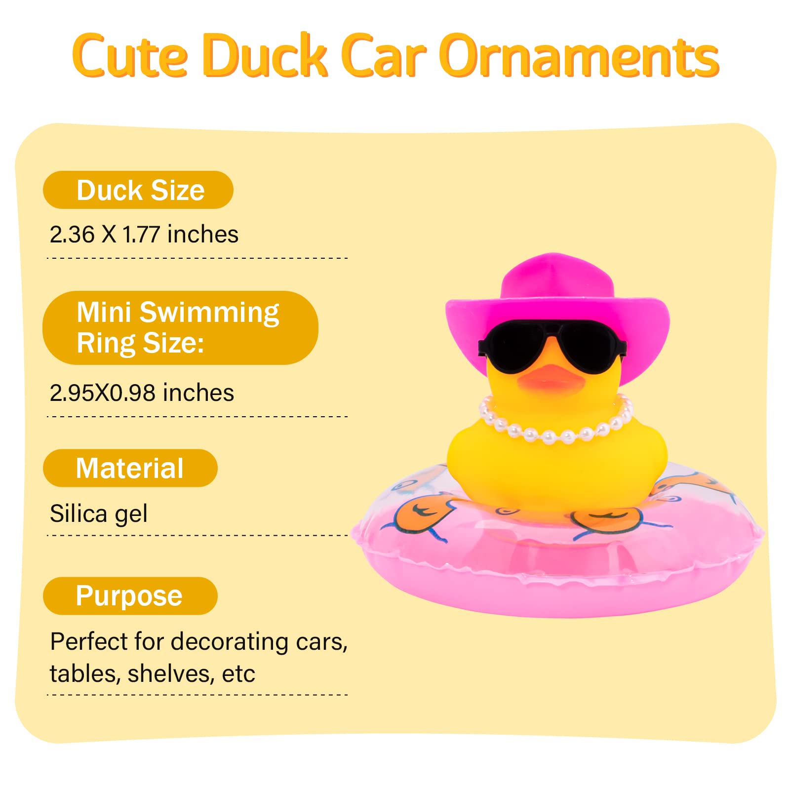 Wonuu yellow rubber duck measures 2.36 x 1.77 inches.