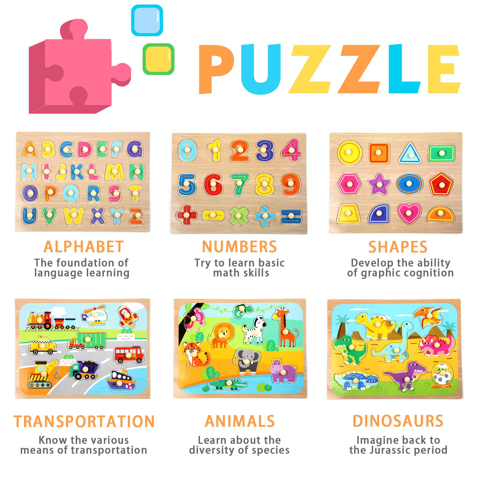 Wood City Alphabet Puzzle with letters fosters early literacy through hands-on play.