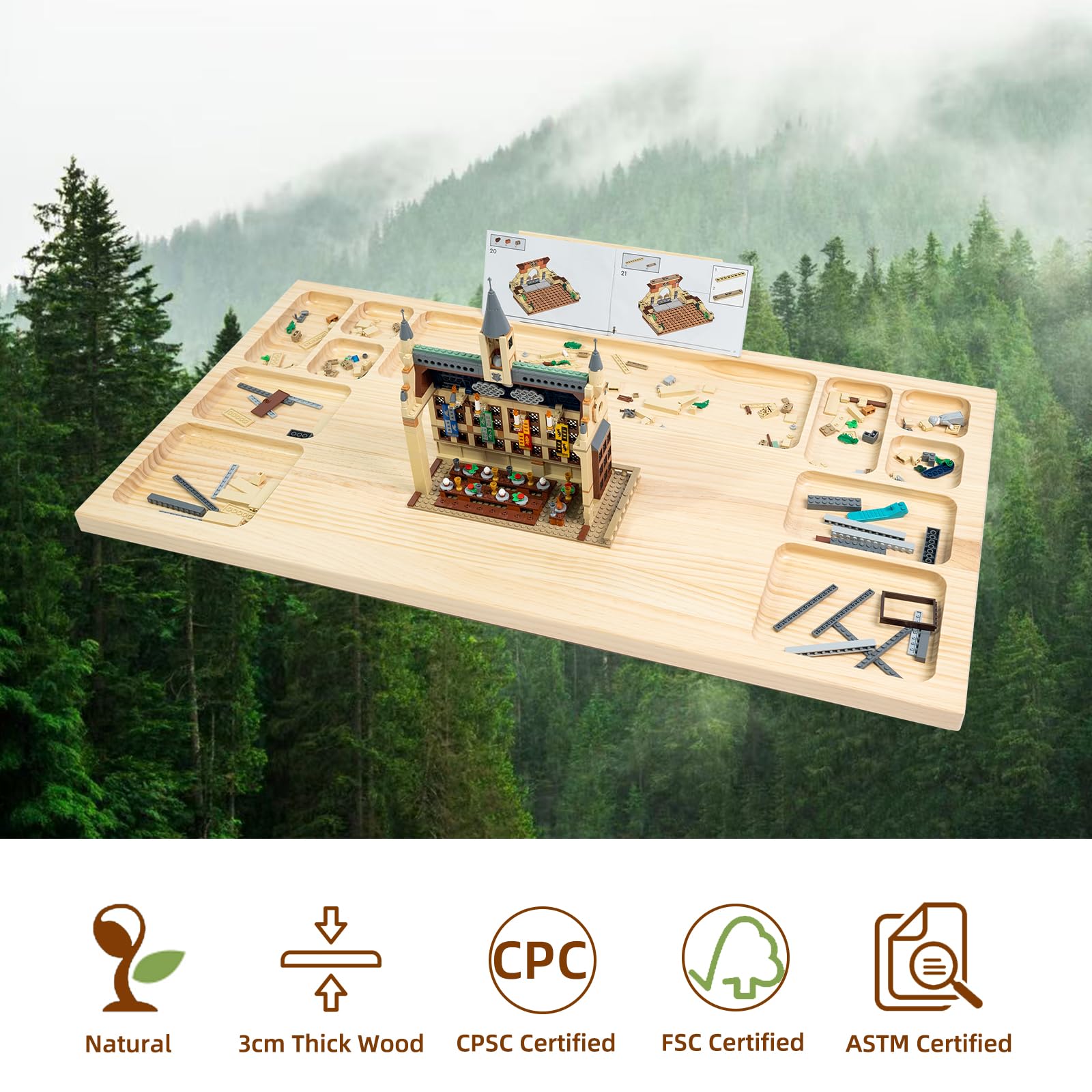 WOOD CITY Baseplate Table Dimensions 21.6 by 41.3 inches for large builds