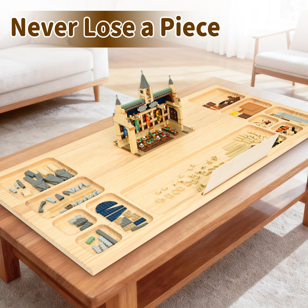 Wood City Building Baseplate Table easy to store under furniture after play