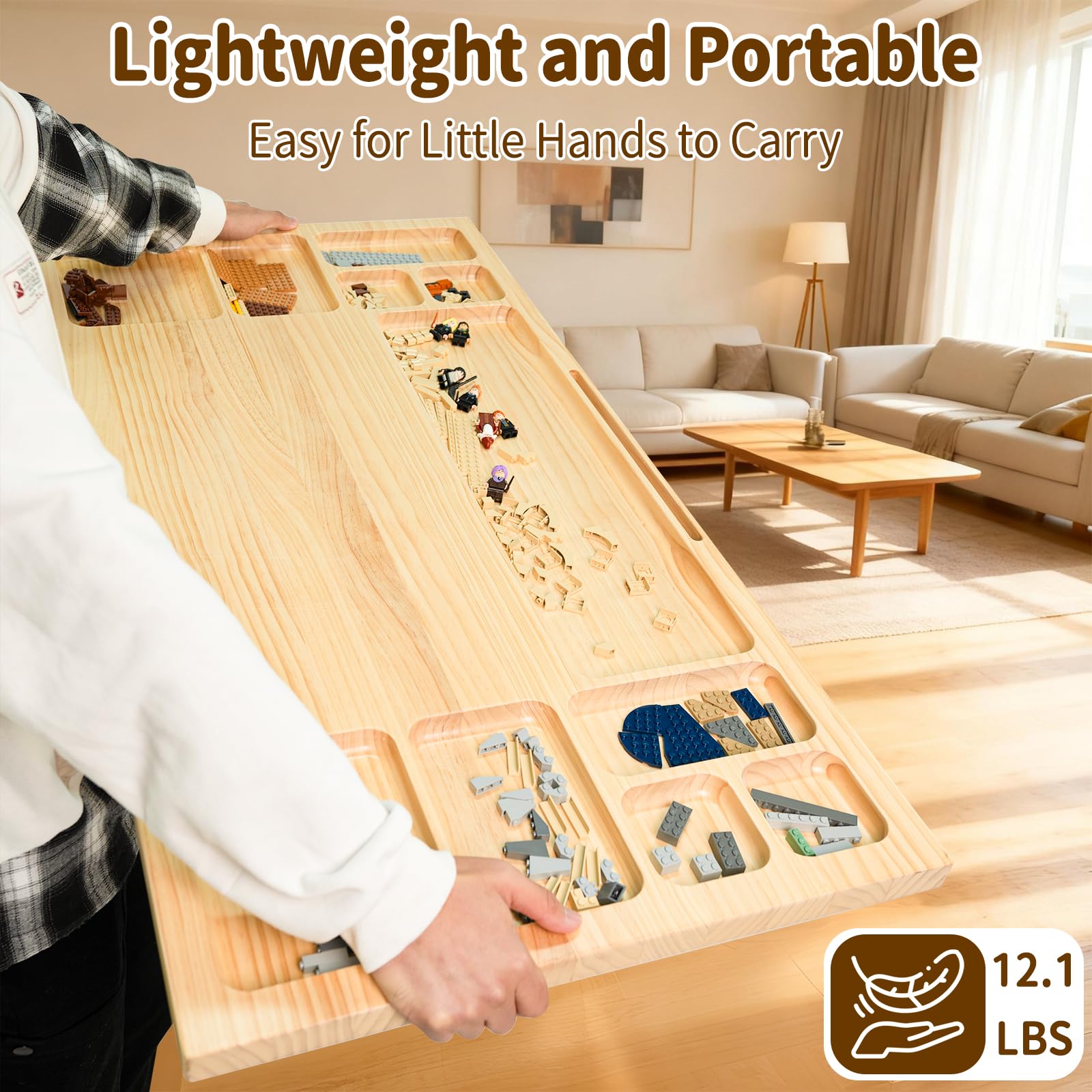 Wood City Baseplate Table uses natural pine for a sturdy, toxin-free surface