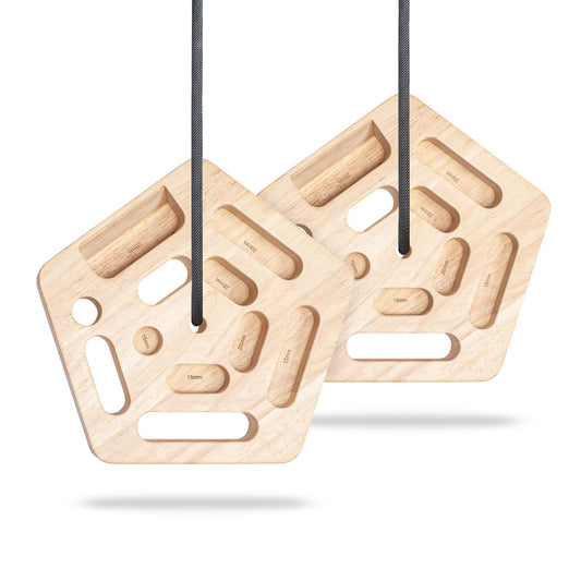 WOOD CITY Hangboard with 11 pockets offering versatile training options.