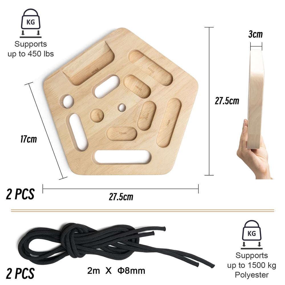 WOOD CITY Hangboard 3 cm thick, portable for gym or home use.