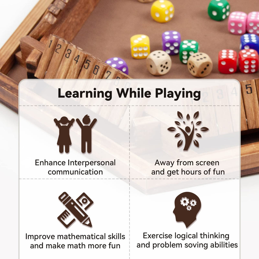 WOOD CITY Shut The Box portable game for travel and parties.