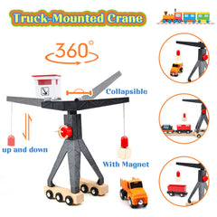 WOOD CITY cargo trucks connect to tracks for dynamic loading play
