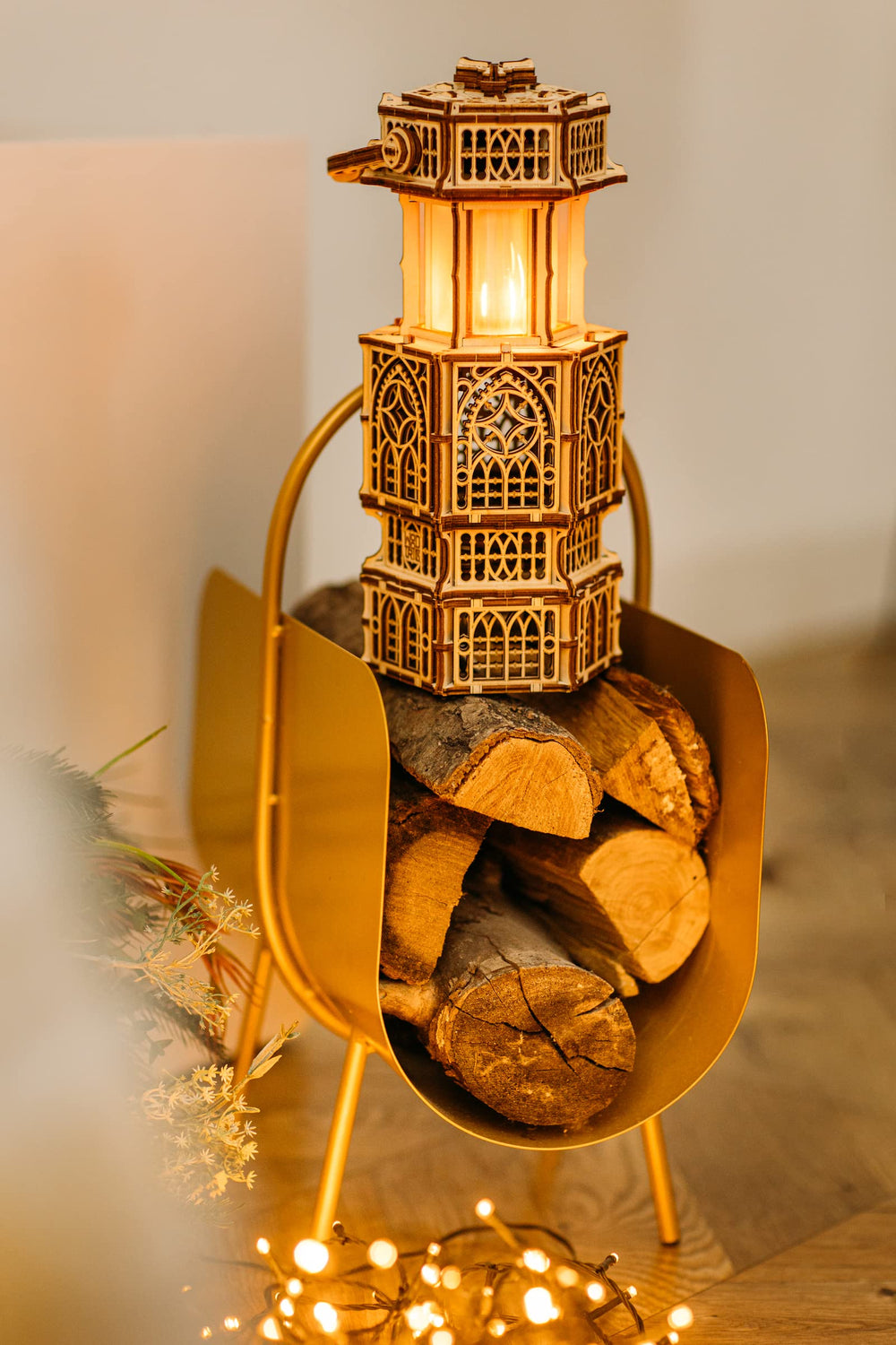 Wood Trick Antique Lantern finished model ready for home display