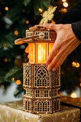 Wood Trick Antique Lantern mechanical-design emphasizes engineering-inspired puzzle