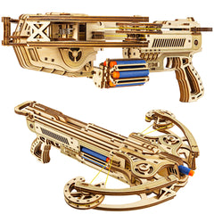 Wood Trick Bullet Boltcaster crossbow kit box highlights wood construction and DIY excitement.